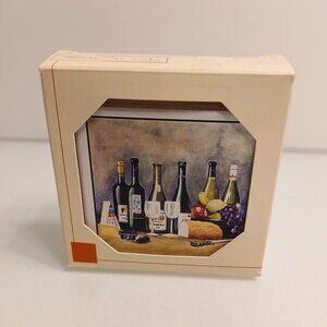 Frank Lloyd Wright Wine Bottles With Fruit And Bread Absorbent Coasters Set of 4
